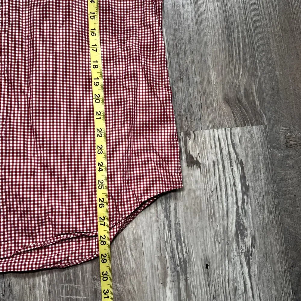 POLO RALPH LAUREN Red & White Gingham Short Sleeve Button Down Mens Shirt